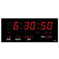 Настенные электронные часы 3515 LED с календарем и термометром (красный)