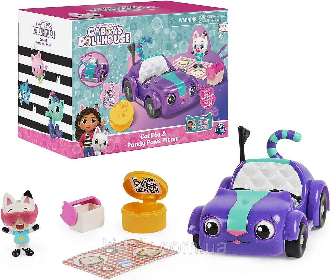 Ігровий набір машинка Карліта з фігуркою Панді Лапи "Кукальний будиночок Габбі" Gabby's Dollhouse Carlita Toy Car