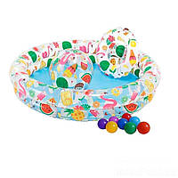 Детский надувной бассейн Intex 59460-1 «Фрукты», 122 х 25 см, с мячиком и кругом, с шариками ZZ, код: 2587702