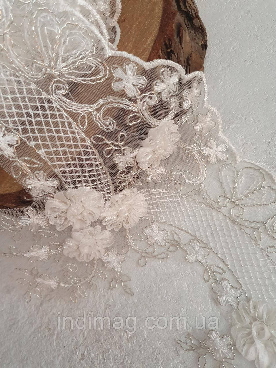 Мереживо на фатині з ефектом 3D - 18 см, фото 1