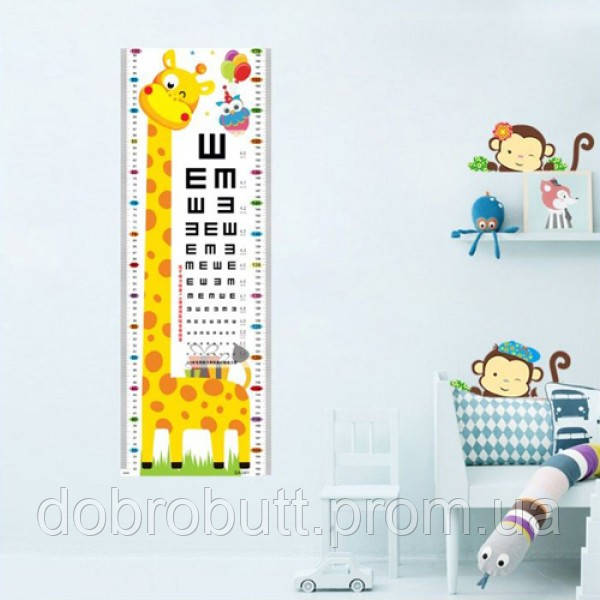 Наклейка на стену UKC Baby Play детский ростомер Жираф с таблицей проверки остроты зрения 78х DT, код: 6631889 - фото 3 - id-p1953768300