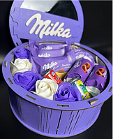 Подарочный бокс со сладостями Milka Mini, Идеальный красивый подарок любимой девушке женщине на день рождения