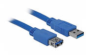 Кабель пристроїв-подовжувач Delock USB3.0 A M F 1.0m AWG24+28 D5.5mm Cu синій (70.08.2538) PR, код: 7454297