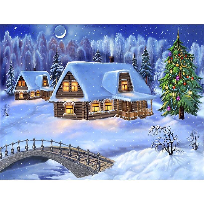 Картина за номерами 40x50 см DIY Новий рік у селі (FRA 73526), фото 1