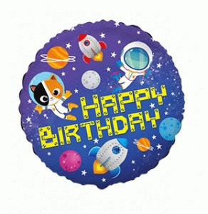 Коло фольговане 18" "Happy Birthday", Космос Flexmetal