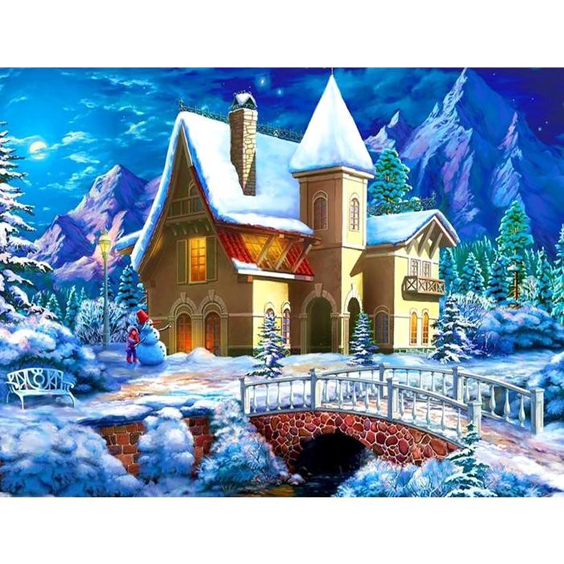 Картина за номерами 40x50 см DIY Засніжений будинок у горах (FRA 73535), фото 1