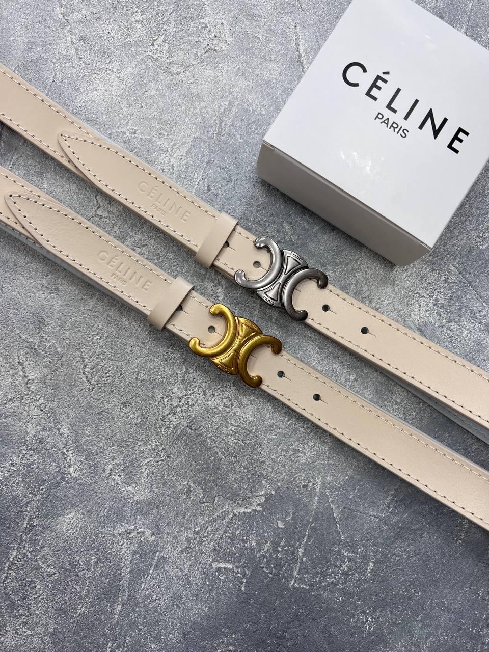 Жіночі брендові ремені CELINE з натуральної шкіри ширина 3см, Молочний