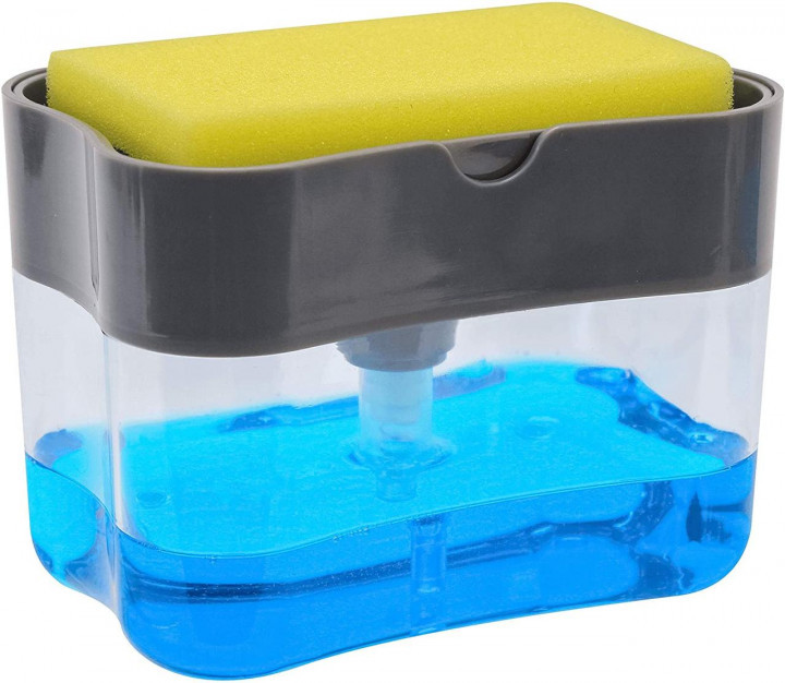 Органайзер для мочалок с мыльницей и дозатором нажимная Soap Pump Sponge Caddy BF - фото 2 - id-p1955232214