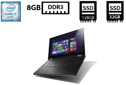 Ноутбук Lenovo IdeaPad Yoga 13 20175/13"IPS Touch (1600x900)/Intel Core i7-3537U 2.00GHz/8GB DDR3/SSD 128GB+SSD 32GB/Intel HD