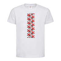 Белая детская футболка Украинская символика - вышиванка 3 (1-16-9-білий)