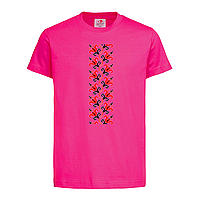 Розовая детская футболка Украинская символика - вышиванка 3 (1-16-9-рожевий)