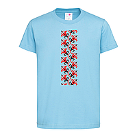 Голубая детская футболка Украинская символика - вышиванка 3 (1-16-9-блакитний)