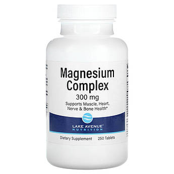 Комплекс магнію 300 мг Lake Avenue Nutrition Magnesium Complex для серця м'язових кісток 250 таблеток