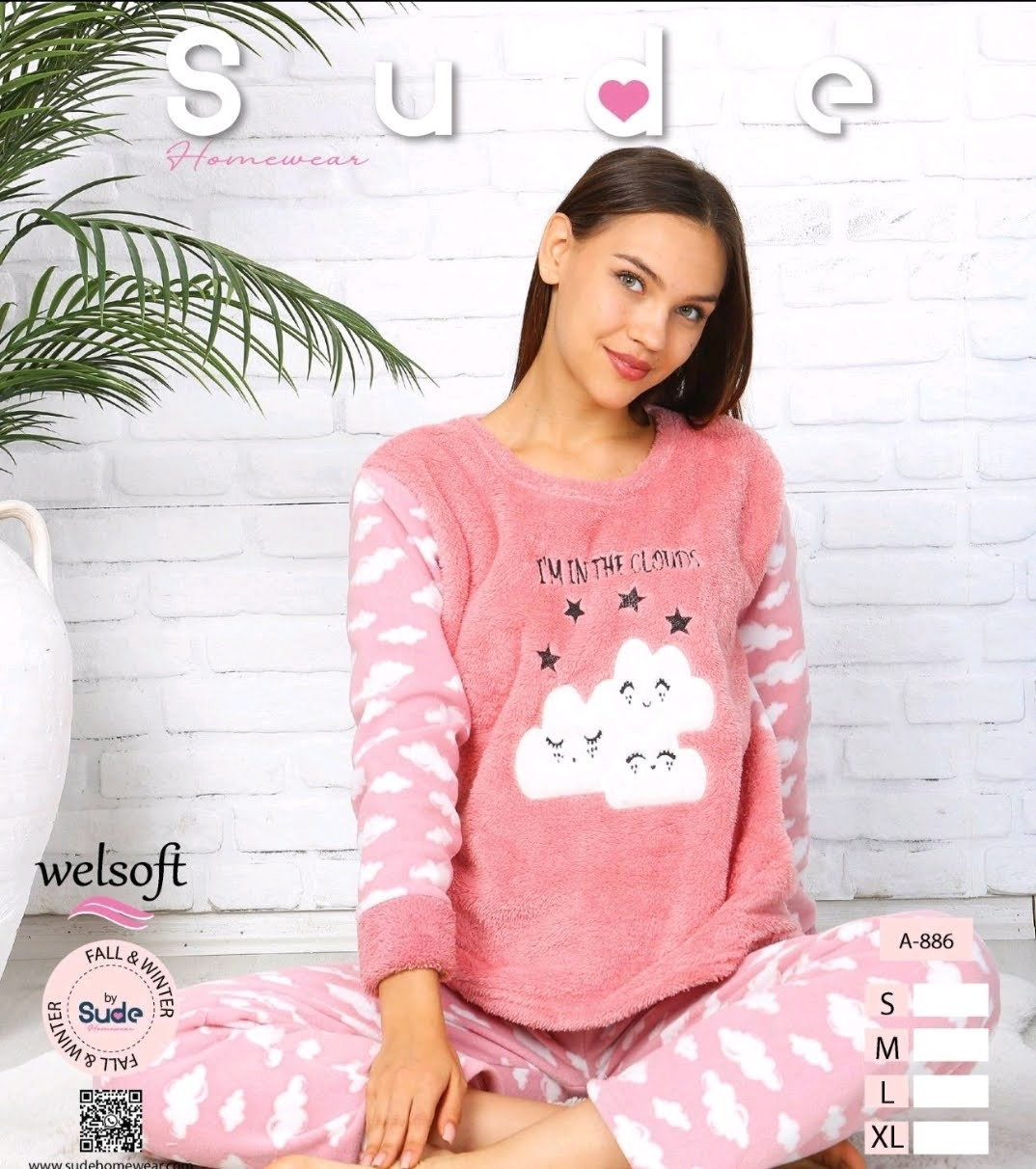 Піжама жіноча «Sude Welsoft» рожевого кольору (з S по XL), фото 1