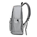 Рюкзак текстильний водовідштовхуючий місткий унісекс сірий, фото 3