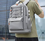 Рюкзак текстильний водовідштовхуючий місткий унісекс сірий, фото 9