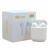 Наушники беспроводные блютуз TWS i9s tws Double V 5.0 EDR Bluetooth Pop-up NEW Stereo Plus White кейс (100)
