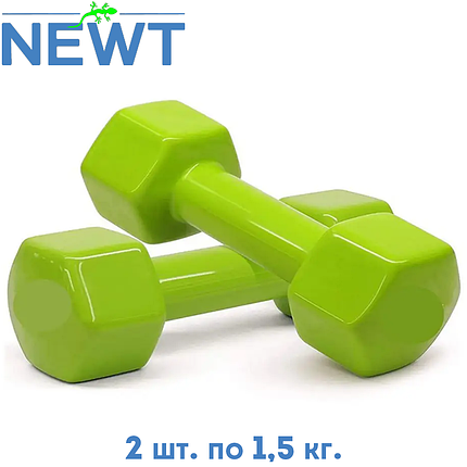 Гантелі вінілові для фітнесу гантелі гантелі спортивні нерозбірні фітнес гантелі вініл Newt Vinyl 2 шт по 1,5 кг, фото 1