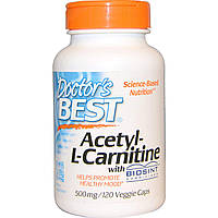Ацетил карнитин Acetyl-L-Carnitin Doctor's Best 500 мг 120 капсул (508) FT, код: 1535385