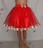Дитяча червона фатинова спідничка зі стрічкою з тризубом, розмір 104