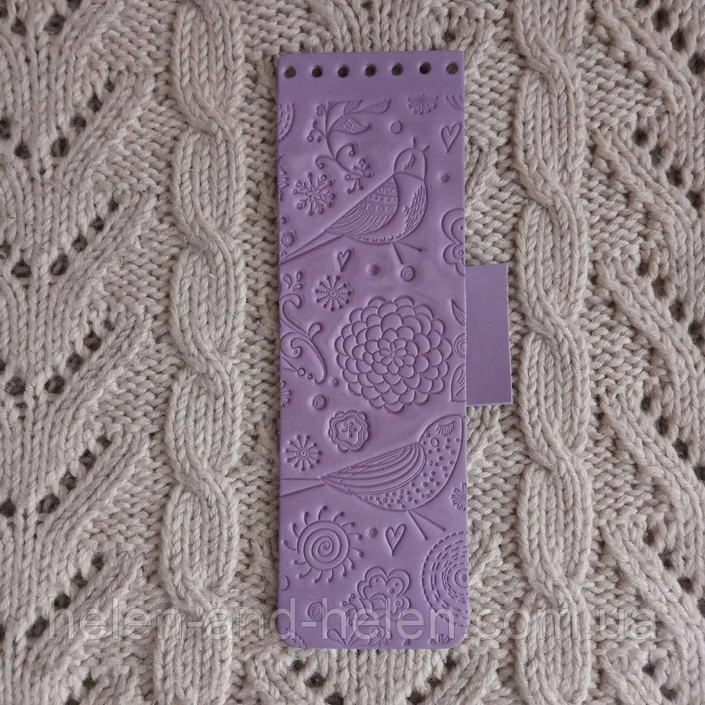 Клапан для сумки вузький. "Птички". Бузок П2, фото 1