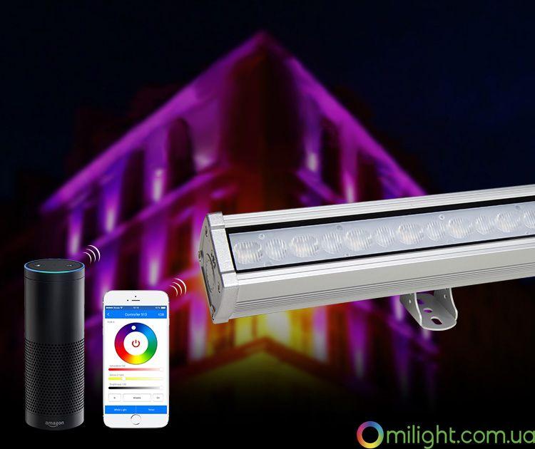 Фасадний лінійний LED світильник Milight 24 W RGB + CCCT RF
