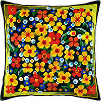 Набір для вишивання декоративної подушки Чарівниця Квіти на галявині 40×40 см V-130 DU, код: 7243084