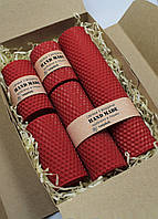 Подарочный набор Кукумбер натуральные свечи из вощины ручной работы 1 красный 10-0215 DT, код: 7845488