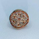 Масивна каблучка з червоною позолотою та фіанітами "Апельсинчик" Каблучка у вигляді апельсина позолочена, фото 4