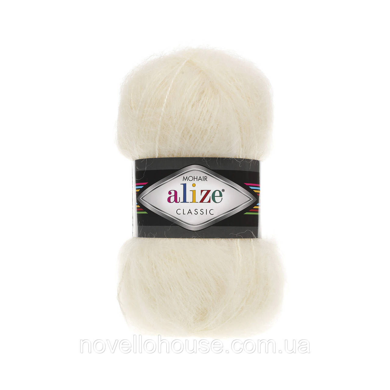 Alize MOHAIR CLASSIC NEW (Мохер Класік) № 01 крем (Пряжа мохер, нитки для в'язання)