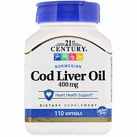 Жир из печени трески 21st Century Cod Liver Oil 400 mg 110 Softgels CEN21168 GL, код: 7907858