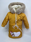 Зимовий дитячий теплий комбінезон-трансформер 3в1 для новонародженного на овчині: курточка конверт для ніг напівкомбінезон