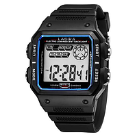 Часы наручные спортивные влагостойкие Lasika Sports W-F117 Черные с синим (IBW877BZ) OM, код: 8148815
