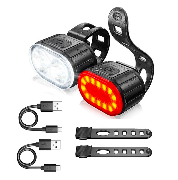 Комплект велосипедного світла переднє та заднє світло освітлення на акумуляторі від USB