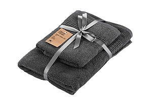 Набір рушників махрових Ardesto Lotus, 50х90см, 70х140см, 2шт, 100% бавовна, сірий темний Baumar - Порадуй Себе