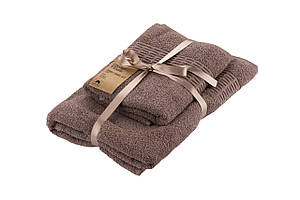 Набір рушників махрових Ardesto Lotus, 50х90см, 70х140см, 2шт, 100% бавовна, коричневий світлий Baumar - Порадуй Себе
