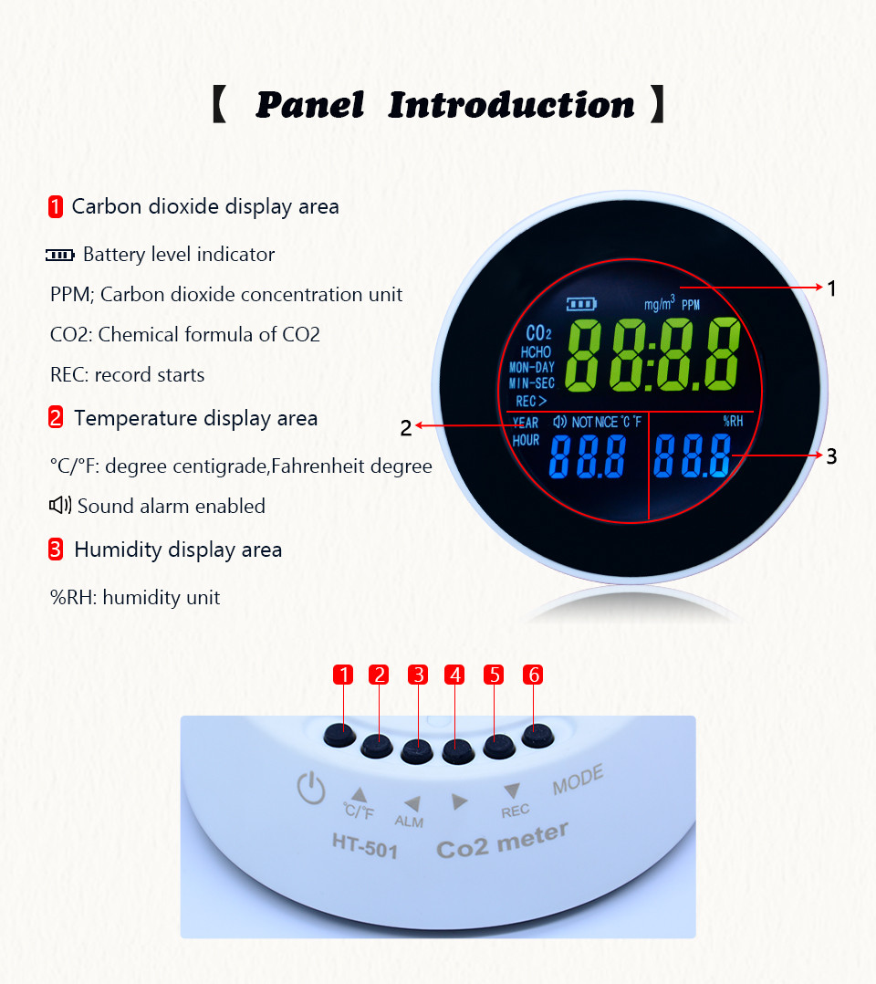 Термогигрометр измеритель CO2 HT-501 - фото 10 - id-p1955527518