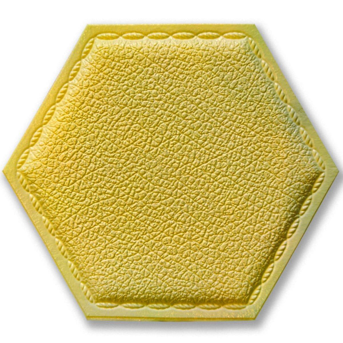 Декоративний самоклейний шестикутник під шкіру темно-жовтий 200x230 мм (1101) SW-00000741