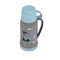 Термос для напоїв Daydays з ручкою та чашкою, 1 л, сірий з блакитним