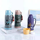 Термос для напоїв Daydays  з ручкою та чашкою, 1 л, фіолетовий з помаранчевим, фото 5