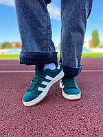 Женские стильные демисезонные кроссовки из натуральной замши Adidas Campus 00s Dark Green White ,зеленые