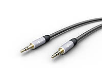 Кабель аудіо-сигнальний Goobay Jack 3.5mm 3pin M M 1.5m Stereo GoobayPlus Metal чорний (75.0 GL, код: 7454368