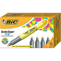 Набор текстовых маркеров BIC Brite Liner Flat Highlighter, Yellow - Текстовидильний желтый 12 шт