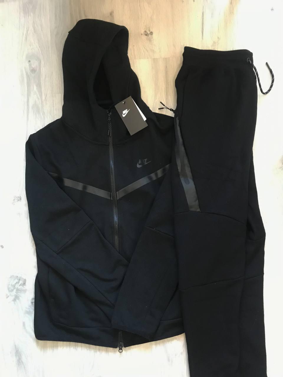 Зимний мужской теплый спортивный костюм найк утепленный черно-серый nike tech fleece Турция, костюм найк - фото 3 - id-p1955386856
