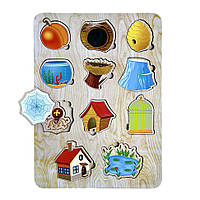 Дерев'яний пазл-вкладиш "Хто? Де живе?" Ubumblebees ПСД059 PSD059 сортер, 7904570 504