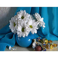 Картина за номерами 40x50 см DIY Хризантеми в синій вазі (FRA 73510)
