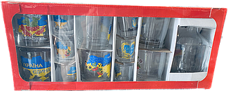 Набір подарунковий 13в1 Unimas "Патріотична" 6чарок 6склянок 1графін 0,5л 12с1635/1636