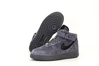 Зимові Чоловічі Кросівки Nike Air Force 1 High Grey (Хутро) 41-42-43-44-45