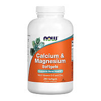 Кальций, магний, цинк NOW Calcium & Magnesium with VItamin D and Zinc (240 softgels)