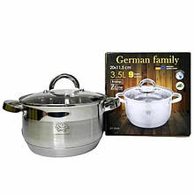 Каструля з кришкою для кухні  German Family GF-2049 3.5 л з високоякісної нержавіючої сталі